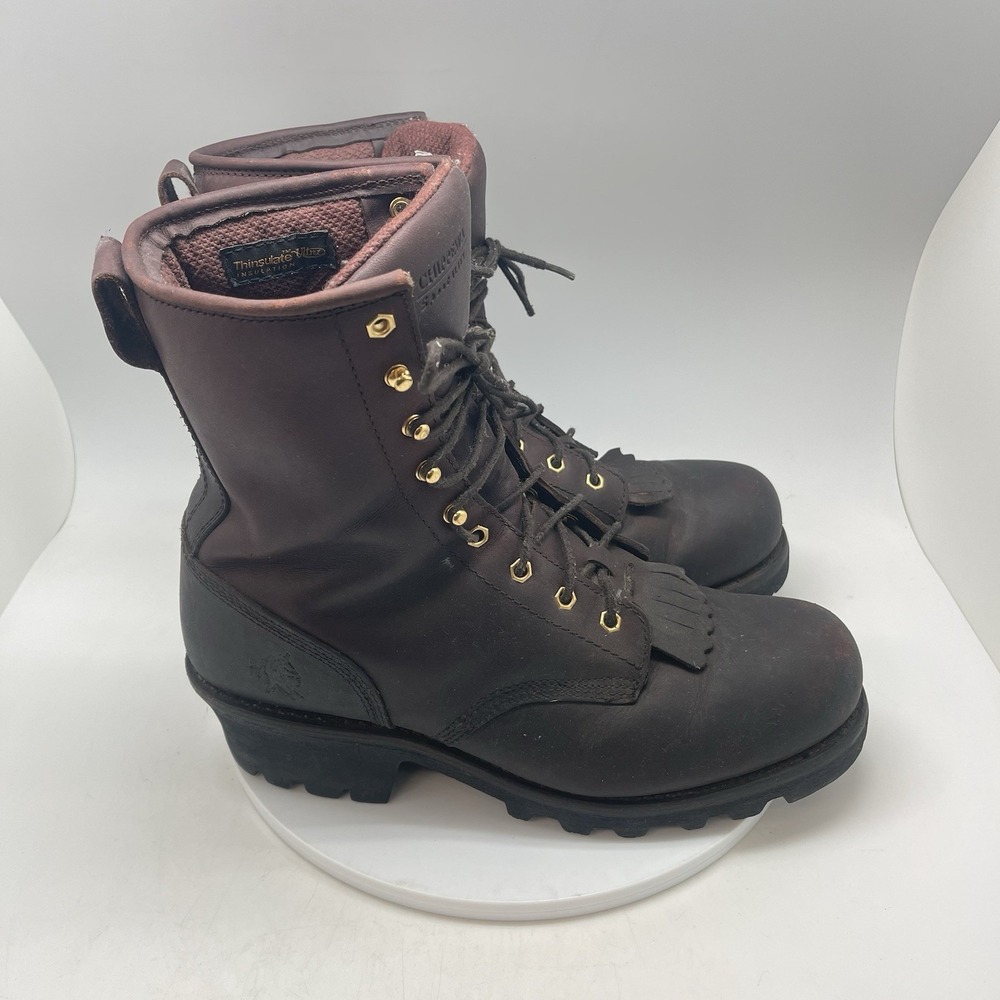 Chippewa Boots Mens 12 M Brown Loggers 73025 Leather Insulated Work Waterproof